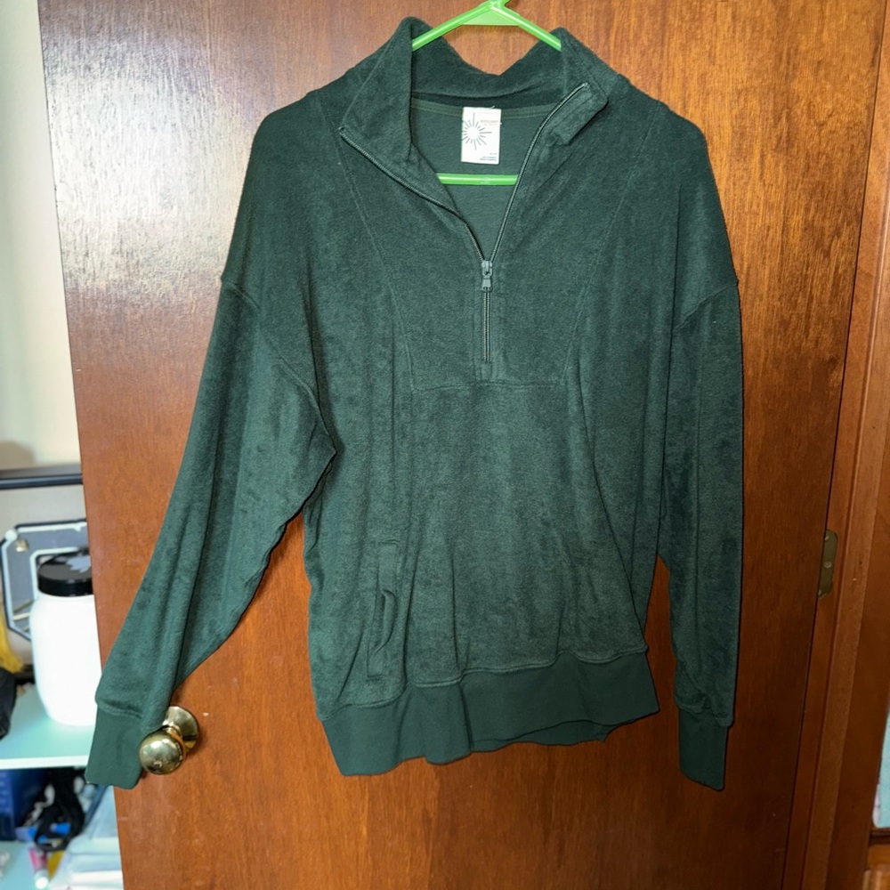 Aerie Deep Green Zip-Up Sweater